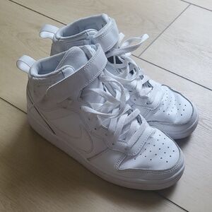 Nike Kids All-White High-Top Sneakers